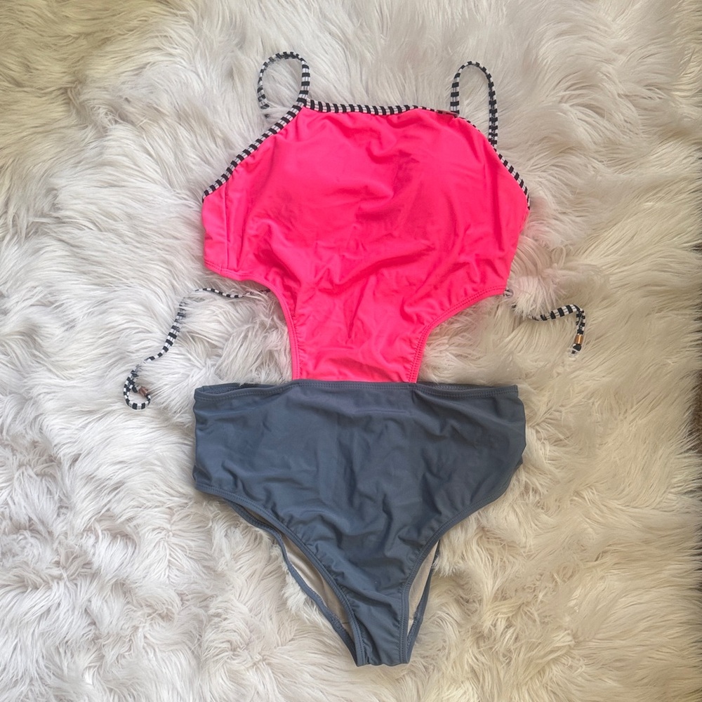 Cotton On Pink and Gray One Piece Swimsuit